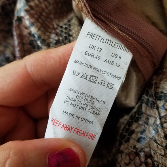 Pretty Little Thing Snake Skin Flared Leg Trousers - Picture 5 of 11